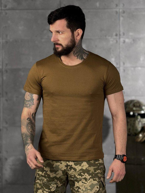 Хлопковая футболка кайот хб  НП4974 Одесса - изображение 1