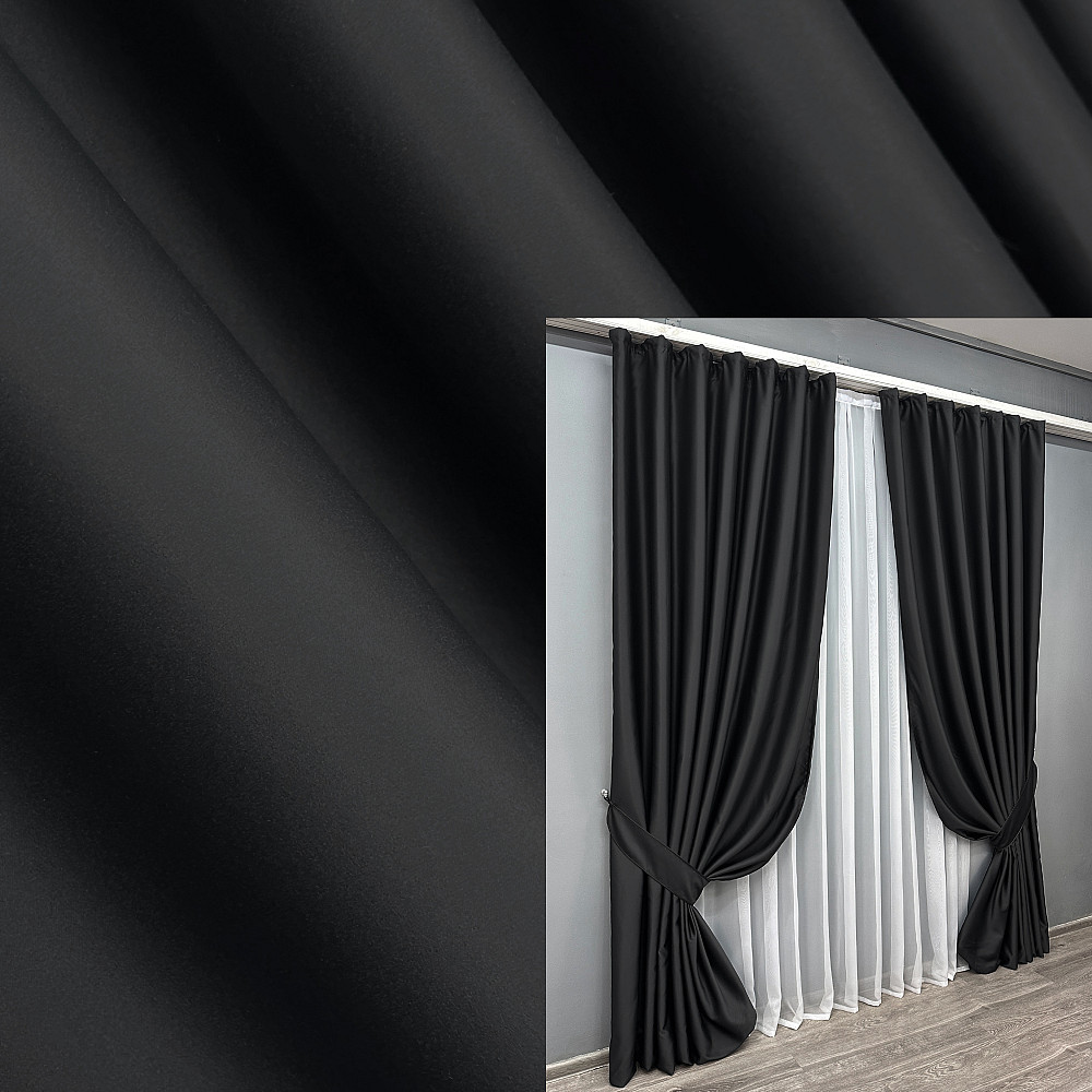 Комплект готових штор VR-Textil Блекаут Midnight № 1165ш Чорний 150х290 см 2 шт (30-978) Київ - фото 9