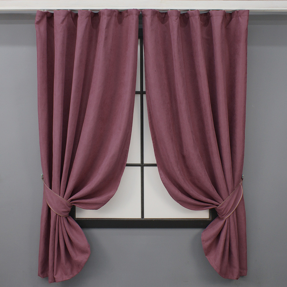 Комплект коротких штор VR-Textil Мікровелюр Petek № 1490ш Пурпурний 140х170 см 2 шт (35-0223) Київ - фото 1