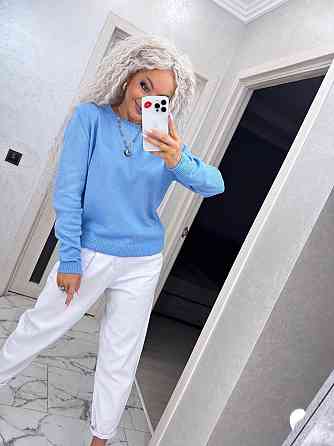 Джемпер кофта в'язаний теплий жіночий базовий Блакитний Київ