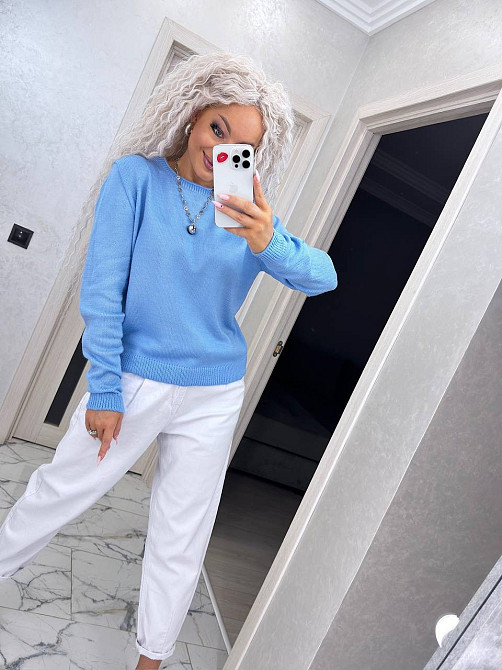 Джемпер кофта в'язаний теплий жіночий базовий Блакитний Київ - фото 1