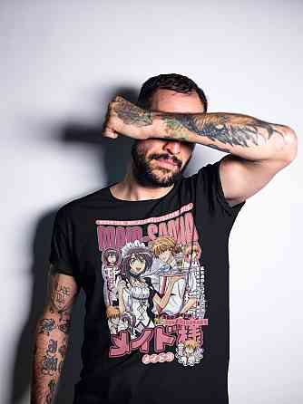 Футболка з аніме принтом Маід Сама Аніме Джапанесе оверсайз (S/M/L) Чорний AnimeJ0406 Дніпро