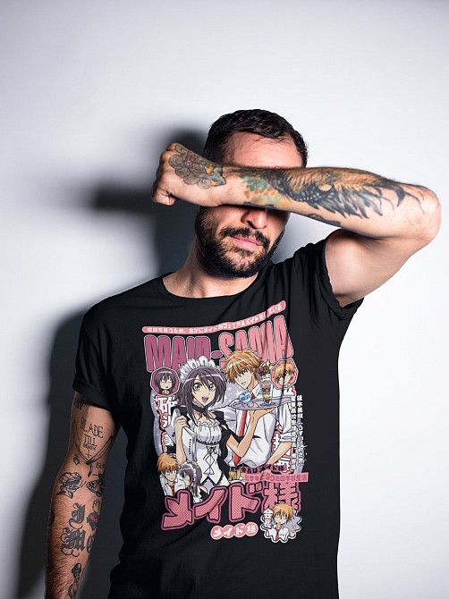 Футболка з аніме принтом Маід Сама Аніме Джапанесе оверсайз (S/M/L) Чорний AnimeJ0406 Дніпро - фото 2