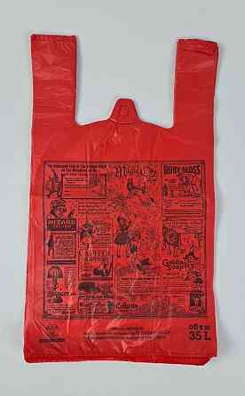 Пакет майка полиэтиленовая (тип FA) 30*55*2*22 Газета красный фон 25 мкр  (100 шт) Харьков