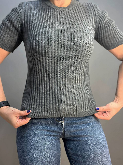 Реглан женский KARON 10624 ажурная вязкая полоса лапша короткий полупрозрачный рукав one size, серый, one size Киев - изображение 2