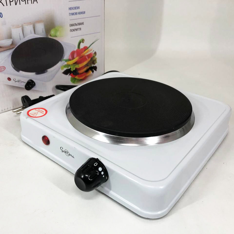 Плита для приготування страв Suntera, Електрична плитка одноконфорочна, Зручна портативна плита AL-13 Івано-Франківськ - фото 1