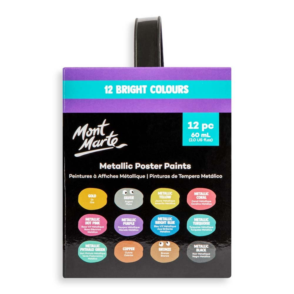 Металлические краски для плакатов постеров Mont Marte Metallic Poster Paints 12pc x 60ml Каменец-Подольский - изображение 4