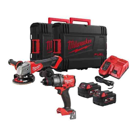 Набір акумуляторних інструментів Milwaukee M18FPP2E3-502X (ударний дриль M18 FPD3, кутова шліфувальна машина Одесса