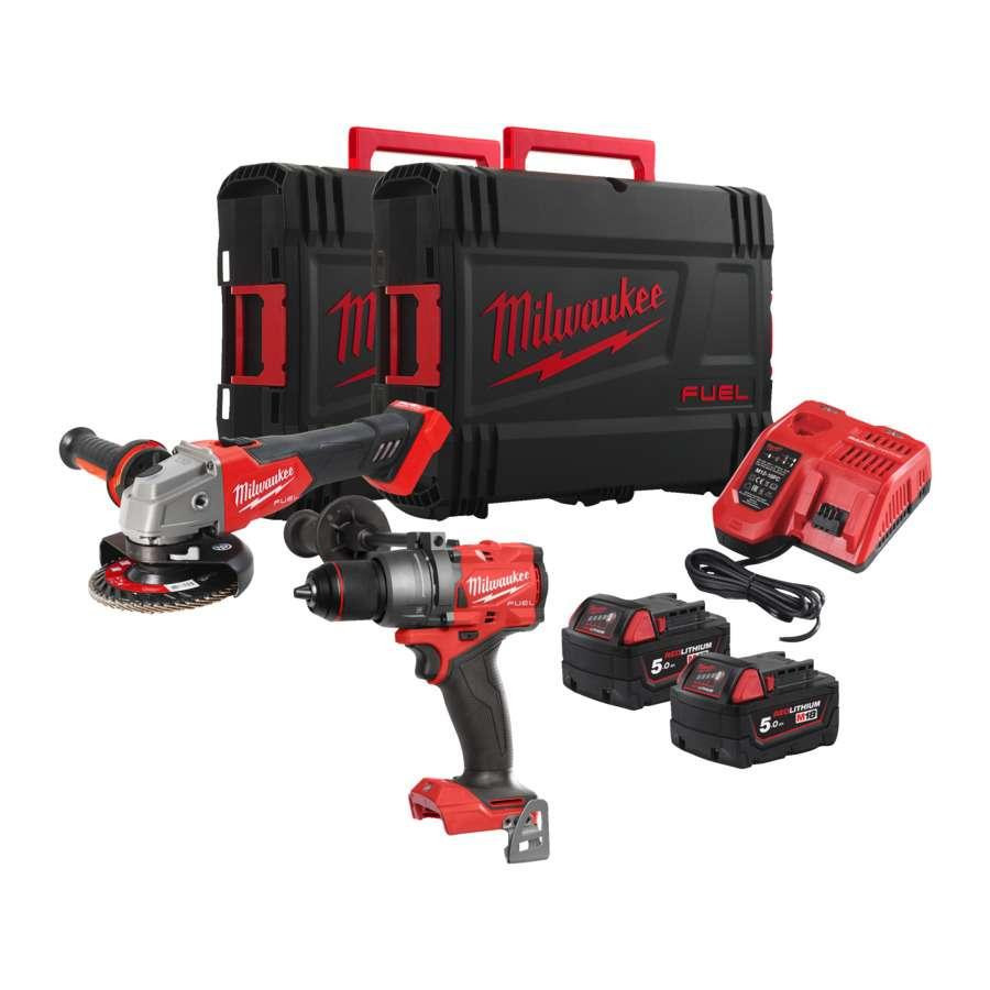 Набір акумуляторних інструментів Milwaukee M18FPP2E3-502X (ударний дриль M18 FPD3, кутова шліфувальна машина Одеса - фото 2