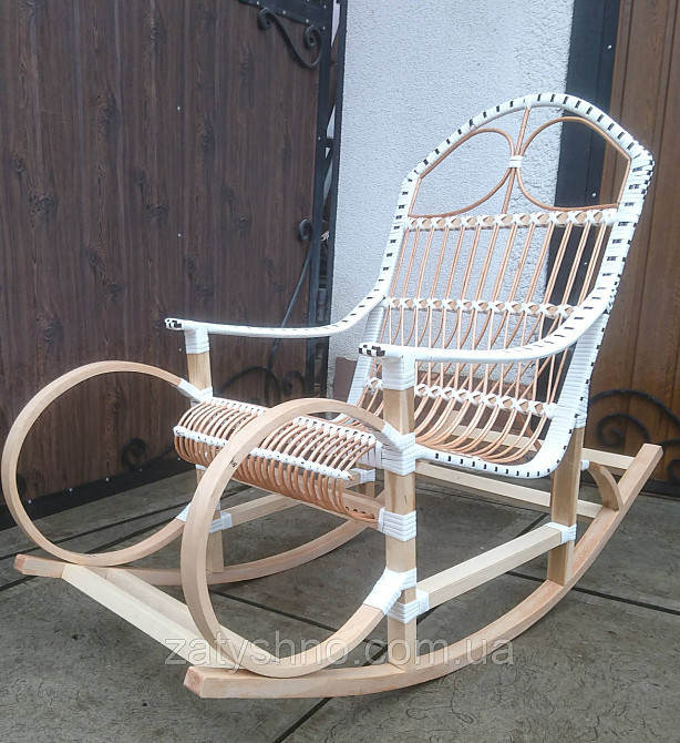 Крісло гойдалка біла з плетеної лози Київ - фото 5