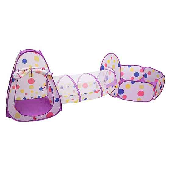 Lugi Намет дитячий 3 в 1 70×70×90 см ігровий намет з тунелем і басейном Фіолетовий HP-S-4NDV Коломыя