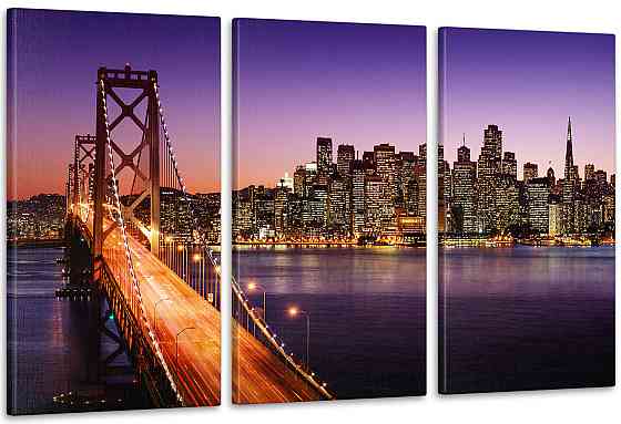 Модульна картина Нічної міста Art-75_3А 70x130 см Київ