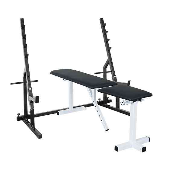 Лавка регульована для жиму 30 на 30 мм + Стійки зі страховкою 40 на 40 мм та штирями під бліни Київ