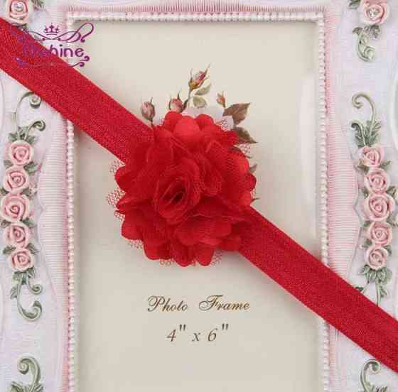 Детская повязка красная с цветком - размер универсальный, цветок 5см Киев