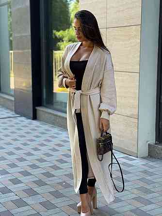 Женский базовый длинный кардиган с поясом плотная турецкая двухсторонняя ангора Одесса