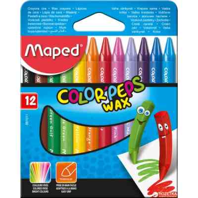 Олівці кольорові Maped Color Peps Wax Crayons воскові 12 кольорів (MP.861011) Вінниця