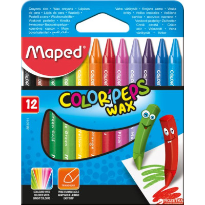 Олівці кольорові Maped Color Peps Wax Crayons воскові 12 кольорів (MP.861011) Вінниця - фото 1