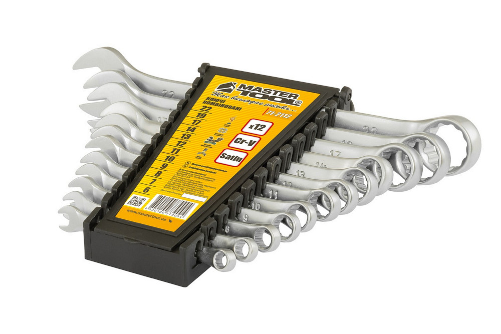 Ключі комбіновані MASTERTOOL набір 12 шт (6-14, 17, 19, 22 мм) CrV SATIN FINISH DIN3113 71-2112 Коломыя - изображение 3
