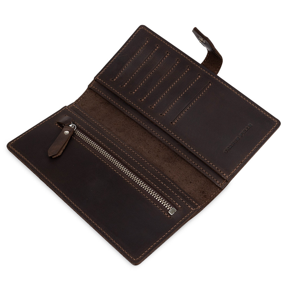 Кожаное мужское матовое портмоне GRANDE PELLE 11515 Коричневый Киев - изображение 7