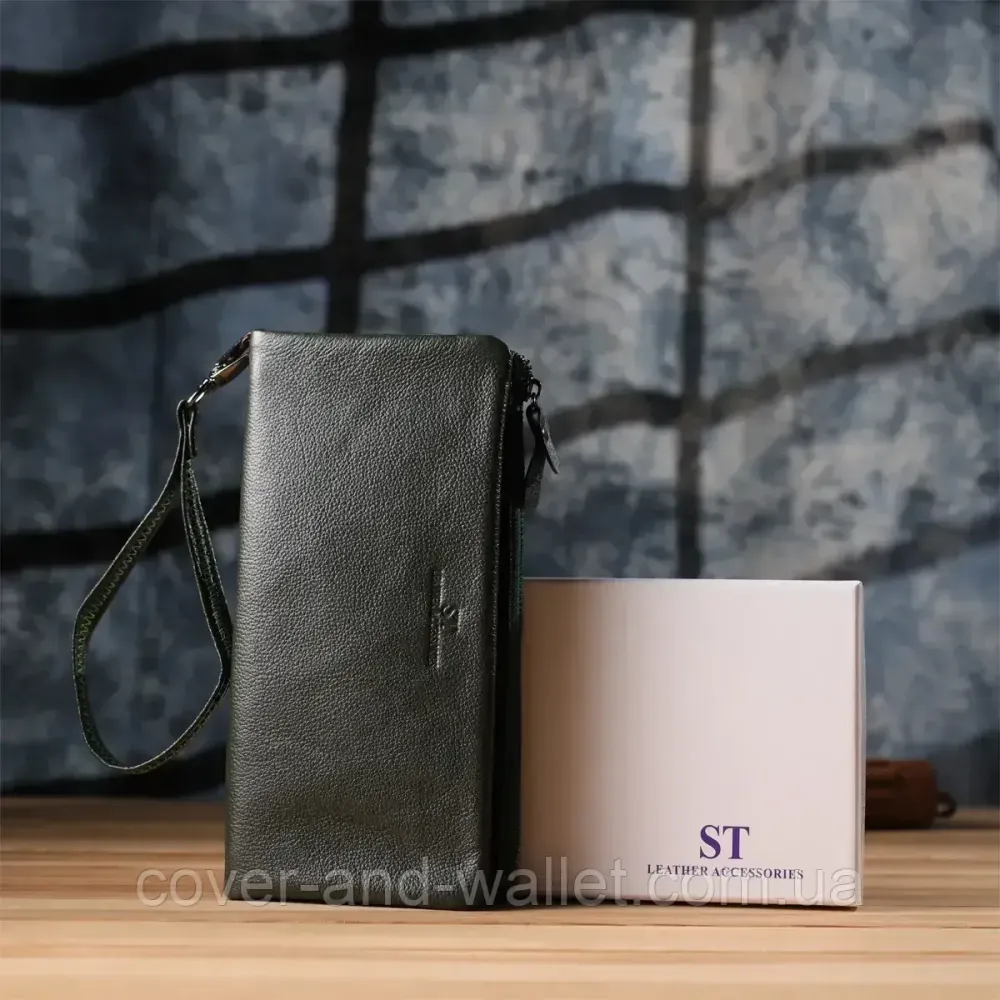 Стильний жіночий гаманець клач на дві блискавки зеленого кольору ST 022 Київ - фото 8