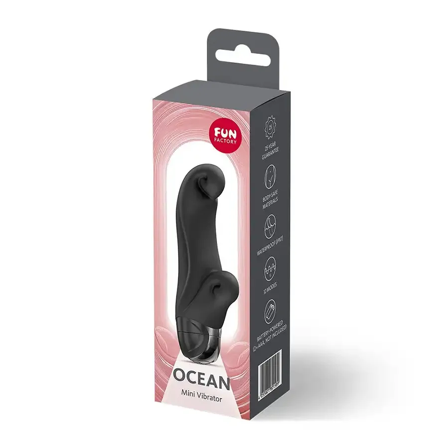 Вібратор-кролик Fun Factory OCEAN Black, для клітора та точки G, 6 режимів, на батарейках Львів - фото 4