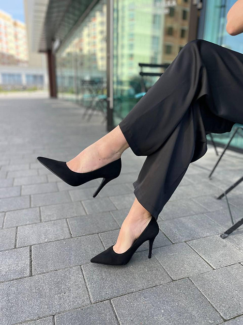 Q&Q Туфлі на підборах жіночі зі штучної замші весна-осінь демісезонні чорні QQ18-1 р. 36-41 Коломия - фото 3