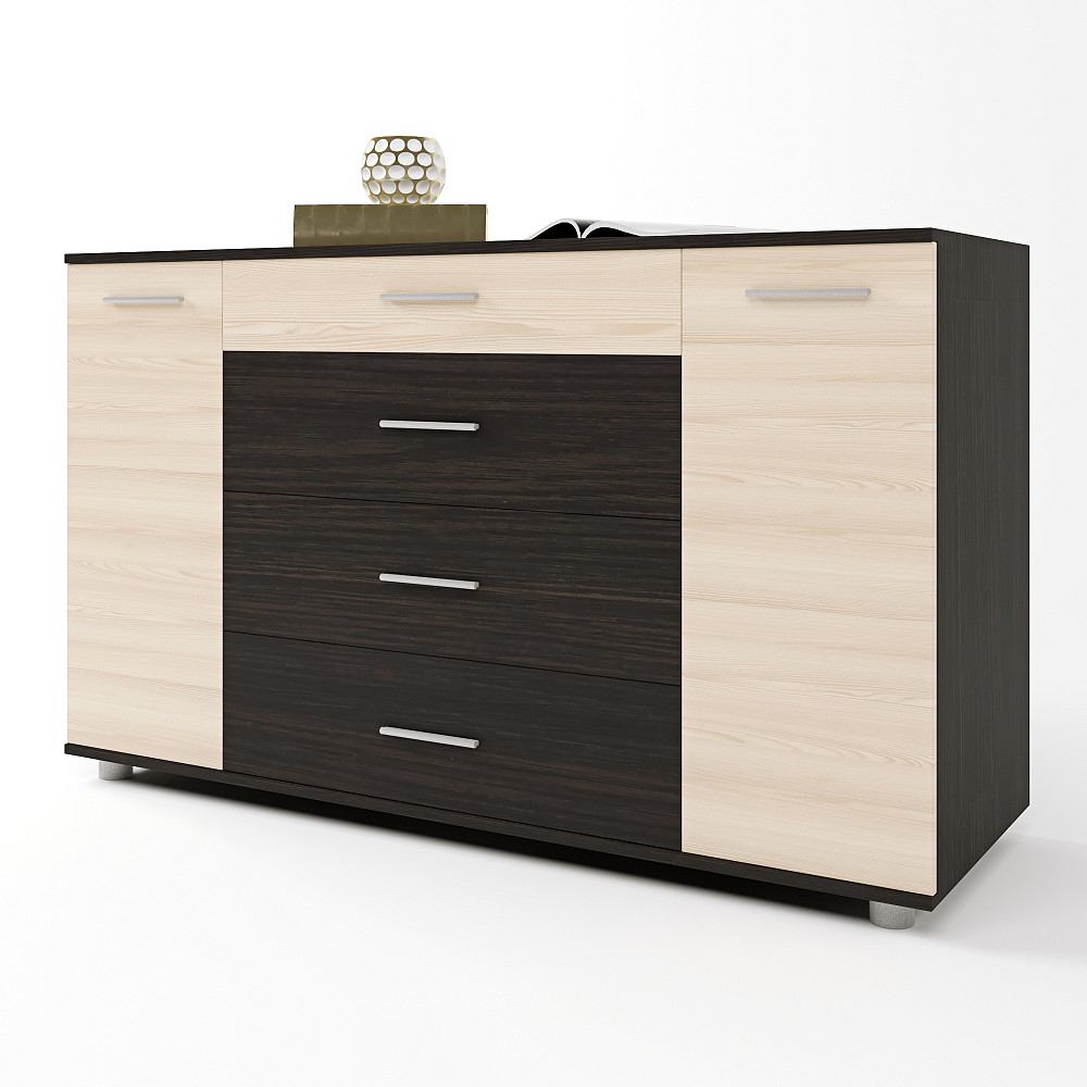 Комод для гостиной Эверест Бриз К-6 130х38х72.5 венге + дуб молочный (телескопы) (DTM-2476) Днепр - изображение 1