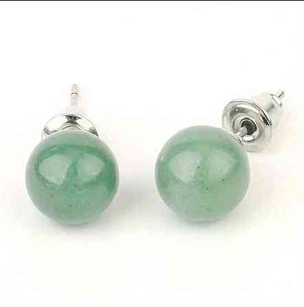 Серьги пусеты из натурального зеленого авантюрина, круглые серьги 1 см Киев