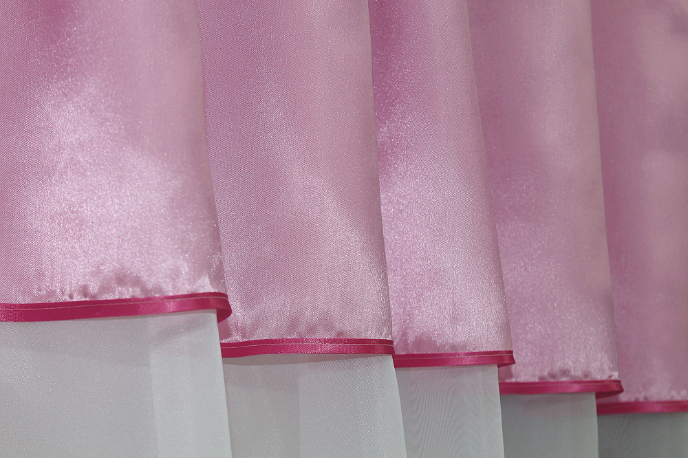 Кухонні штори VR-Textil № 085к з ламбрекеном і підхватами білий з рожевим 280х170 см (52-0847) Київ - фото 5