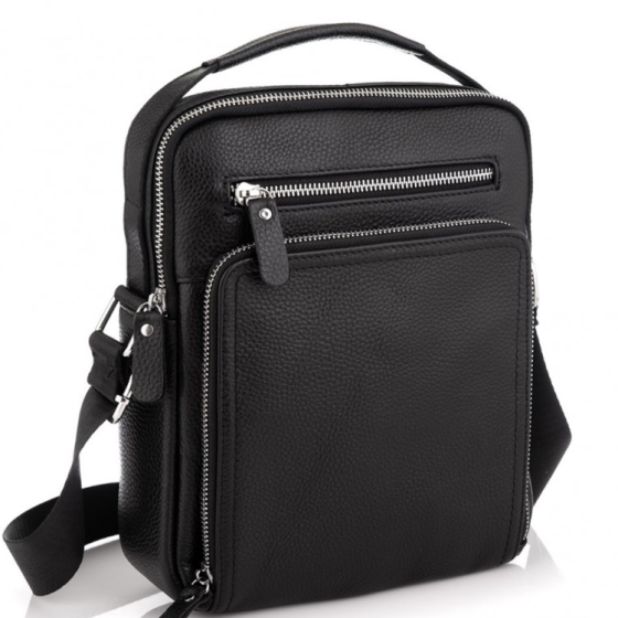 Кожаная мужская сумка-барсетка через плечо черная Tiding Bag A25-1278C Киев