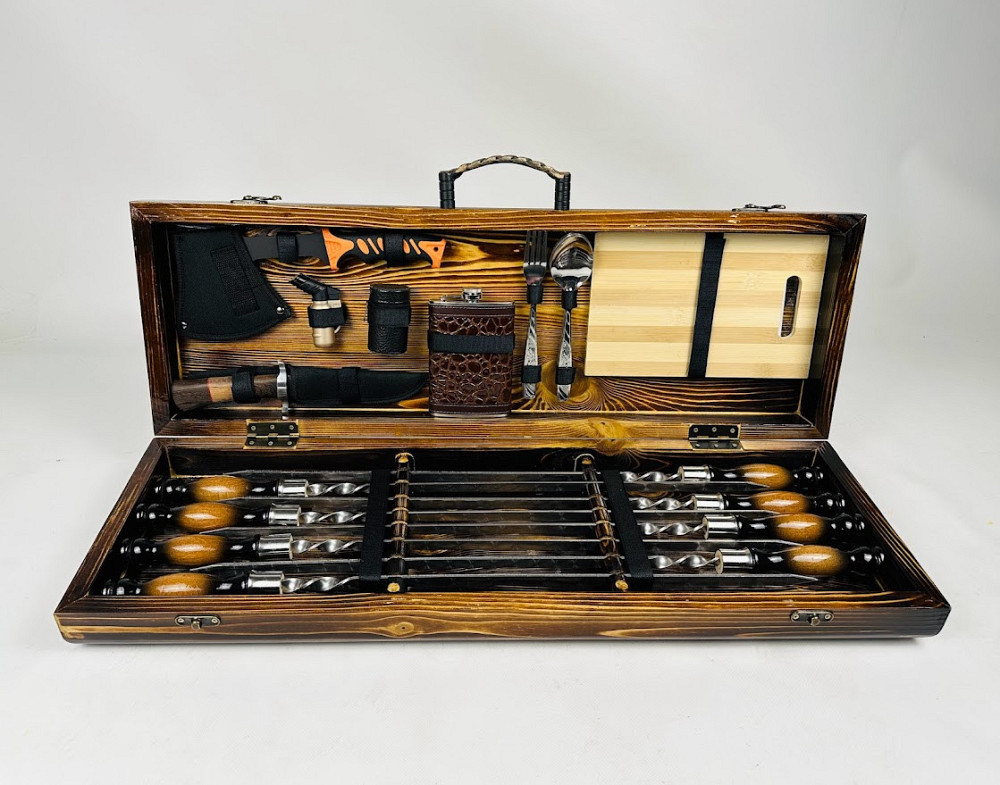 Подарунковий набір шампурів в дерев'яному кейсі ПИКНИК ЛАЙТ HAPPY DAYS Тернопіль - фото 1