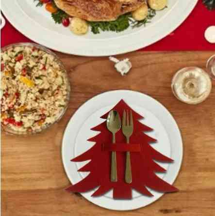 Украшения для новогоднего стола Елки 4 штуки 20 на 20 см красный Киев