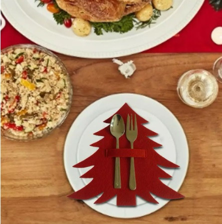 Украшения для новогоднего стола Елки 4 штуки 20 на 20 см красный Киев - изображение 1