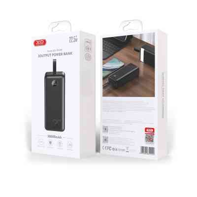 Батарея универсальная XO 30000mAh, PD/20W, QC/22.5W, with light, black (PR240_Black) Винница