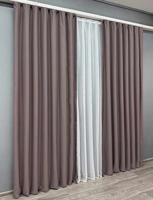 Комплект готових штор VR-Textil Блекаут Midnight № 1233ш Бурий 200х290 см 2 шт (32-298) Київ - фото 4