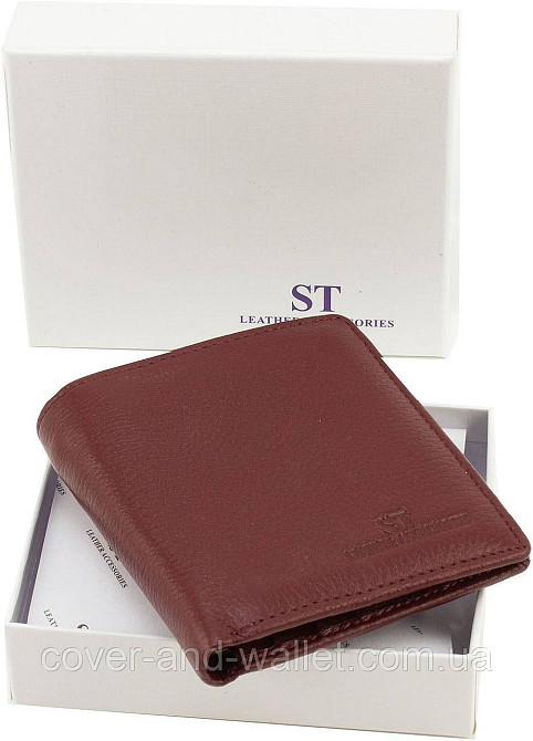 Маленький женский кожаный кошелек бордового цвета на магнитах ST Leather Киев - изображение 6