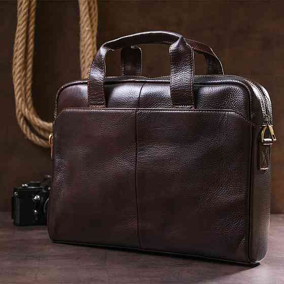 Чоловіча шкіряна сумка-портфель Коричневий (Vintage) Київ