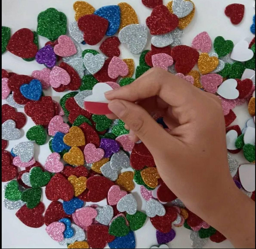 Набір блискучих наклейок у формі сердець — 100 штук Київ - фото 4