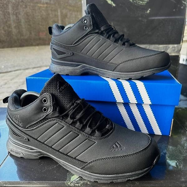 Зимние Мужские Кроссовки с Мехом Adidas GORE-TEX Мужские Черные Кожаные на Меху Адидас Гортекс (размеры: 41,42,43,44,45,46) Днепр - изображение 8