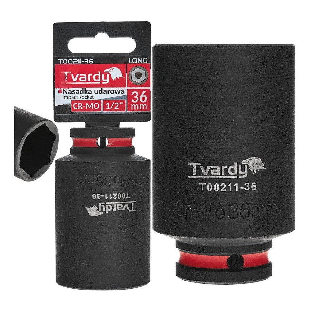 Головка ударна "Tvardy" з хром-молібденової сталі (Cr-Mo)  1/2"  6-гранна довга 36 мм Киев - изображение 2
