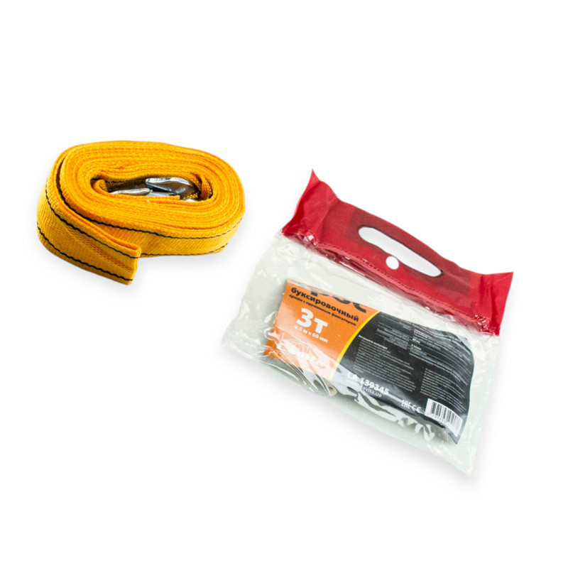 Трос лента 3 т х 4,5м х 60мм крюк/оранж/кулек/полипропилен буксир. Мукачево - изображение 1