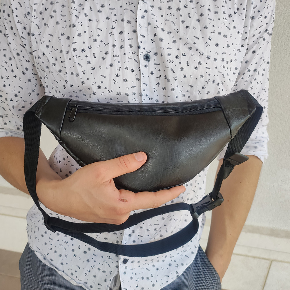 Сумка-бананка з ремінцем, Шкіряна сумка бананка на груди, Чоловіча шкіряна бананка середнього розміру CB-30 Львів - фото 13