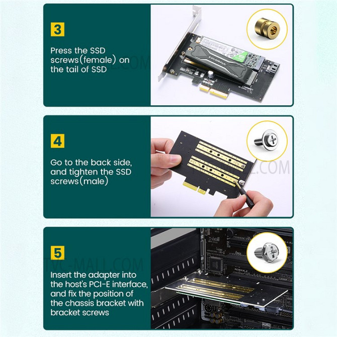 Адаптер Ugreen для встановлення SSD M.2 NVMe + M.2 NGFF у слот PCI-E 3.0 x4 CM302 70504 Николаев - изображение 8