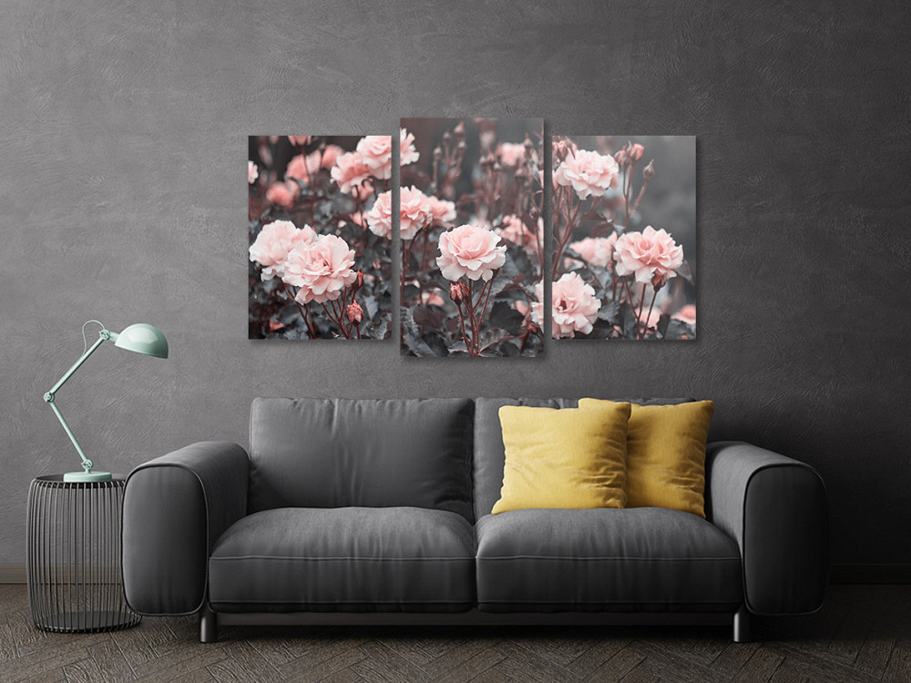 Модульная картина в гостиную / спальню Троянди рожеві Art-611_3 70x130 см Киев - изображение 3