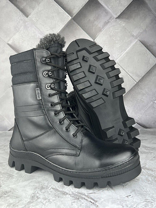 Тактичні чоловічі зимові берці теплі армійські берці з хутром прошиті та проклеєні чорні зимові берці WAR Львів - фото 5