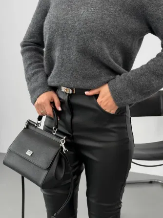 Стильные утеплённые флисовые кожаные брюки с карманами Харьков