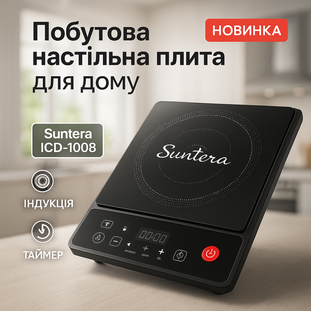 Індукційна плита з низьким енергоспоживанням Suntera, Електроплита настільна побутова NM-54 Львів - фото 9