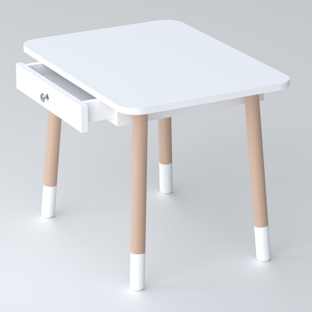 Дитячий столик з висувним ящиком 46х60х45, стіл трюмо в дитячу кімнату, білий Київ - фото 1