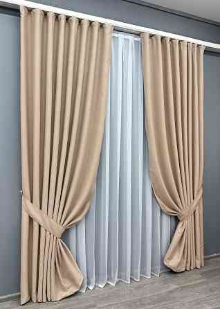 Комплект готових штор VR-Textil Блекаут двосторонній Eclipsе № 1817ш Пісочний 200х270 см 2 шт (32-137) Київ