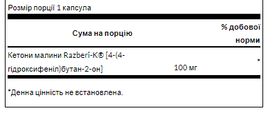 Razberi-K Raspberry Ketones 100mg - 60caps Луцьк